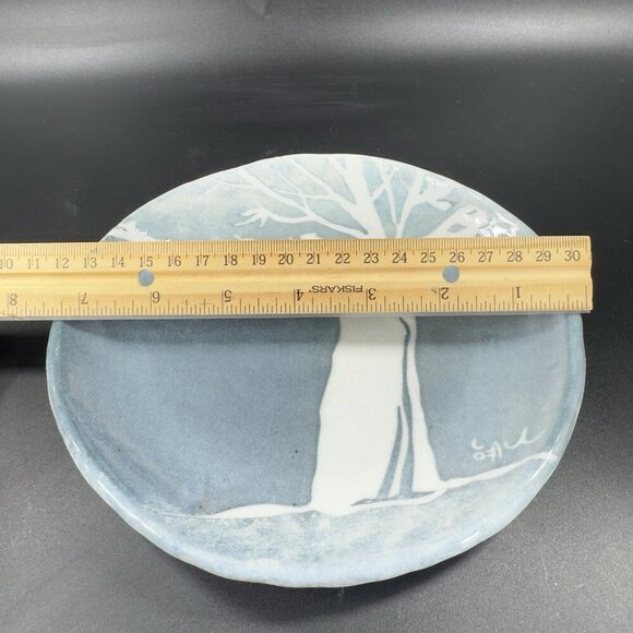 Vintage Oriental Hand Made Studio Pottery Dish Plate Tree Scene Artist Signed - Picture 3 of 14